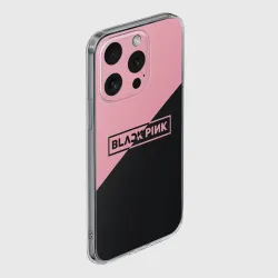 Чехол для iPhone 15 Pro силиконовый с защитой камеры Black Pink - фото 2
