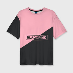 Женская футболка oversize 3D Black Pink