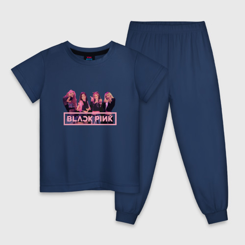 Детская пижама хлопок Black Pink, цвет темно-синий