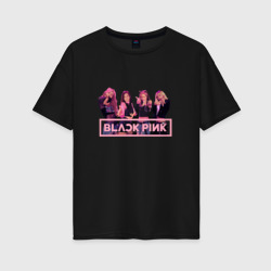 Женская футболка хлопок Oversize Black Pink
