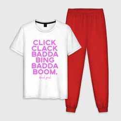 Мужская пижама с белой футболкой хлопок Blackpink