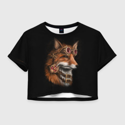 Женская футболка Crop-top 3D Королевский лис king FOX
