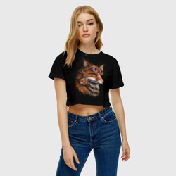 Женская футболка Crop-top 3D Королевский лис king FOX - фото 2