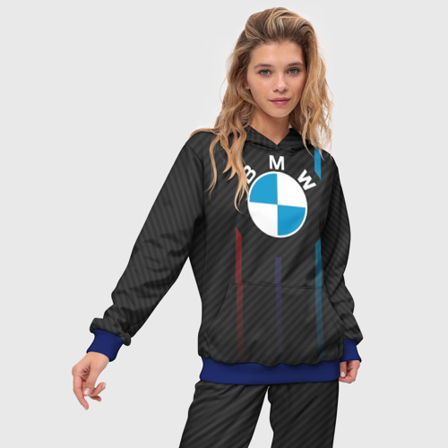 Женский костюм с толстовкой 3D BMW, цвет синий - фото 3