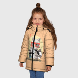 Зимняя куртка для девочек 3D Енот и кофе - фото 2