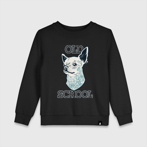 Детский свитшот хлопок Old school Chihuahua, цвет черный