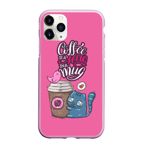 Чехол для iPhone 11 Pro матовый Coffee is a hug, цвет розовый