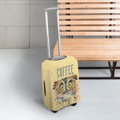 Чехол для чемодана 3D Сова и кофе - фото 3