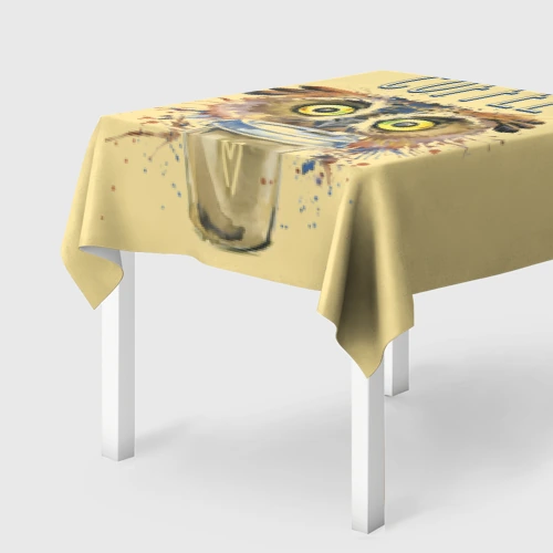 Скатерть 3D Сова и кофе