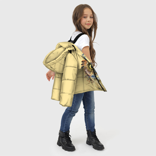 Зимняя куртка для девочек 3D Сова и кофе, цвет светло-серый - фото 6