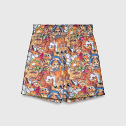 Детские спортивные шорты 3D Котобомбинг паттерн рыжулек