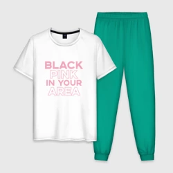 Мужская пижама с белой футболкой хлопок Blackpink