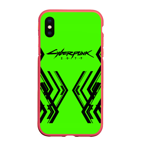 Чехол для iPhone XS Max матовый Cyberpunk 2077, цвет красный