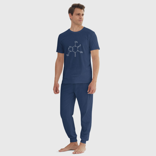 Мужская пижама хлопок Кофеин, цвет темно-синий - фото 5