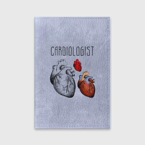 Обложка для паспорта матовая кожа Сердце и кардиолог, цвет пыльно-розовый