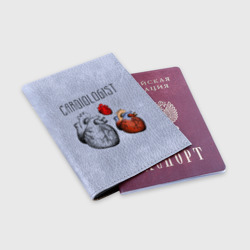 Обложка для паспорта матовая кожа Сердце и кардиолог - фото 2