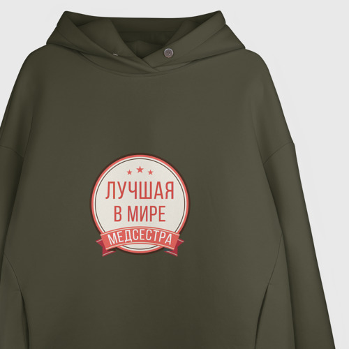 Женское худи Oversize хлопок Медсестра, цвет хаки - фото 3