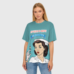 Женская футболка oversize 3D Медсестра поп-арт - фото 2