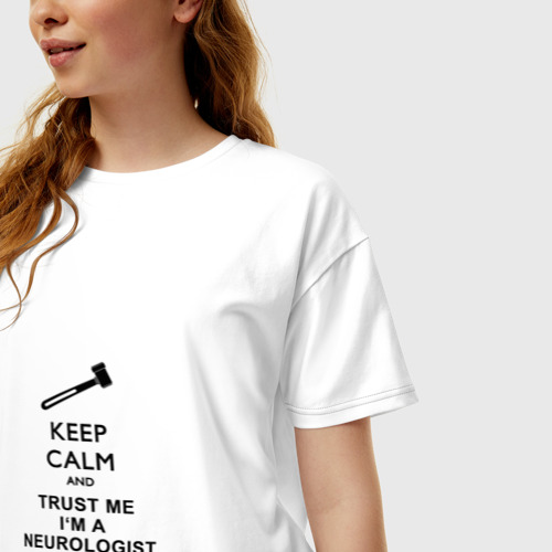 Женская футболка хлопок Oversize Невролог, цвет белый - фото 3