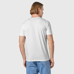 Футболка с принтом Мужская футболка хлопок на заказ для женщины, вид на модели сзади №2. Цвет основы: белый