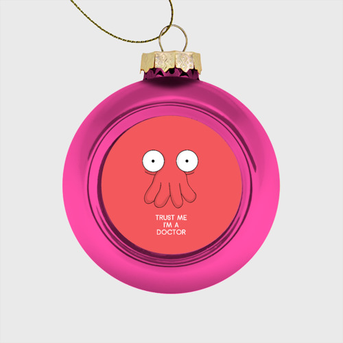 Стеклянный ёлочный шар Доктор скорой помощи, цвет розовый