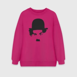 Женский свитшот oversize без начеса хлопок Чарли Чаплин взгляд