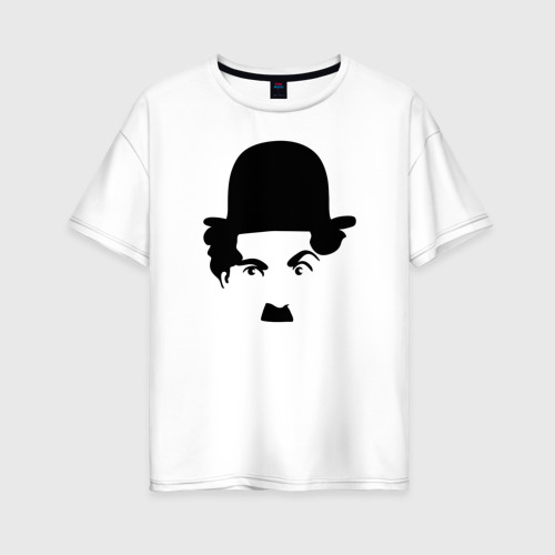 Женская футболка из хлопка оверсайз с принтом Чарли Чаплин, вид спереди №1