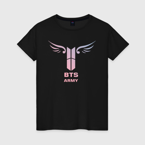 Женская футболка хлопок BTS Army, цвет черный