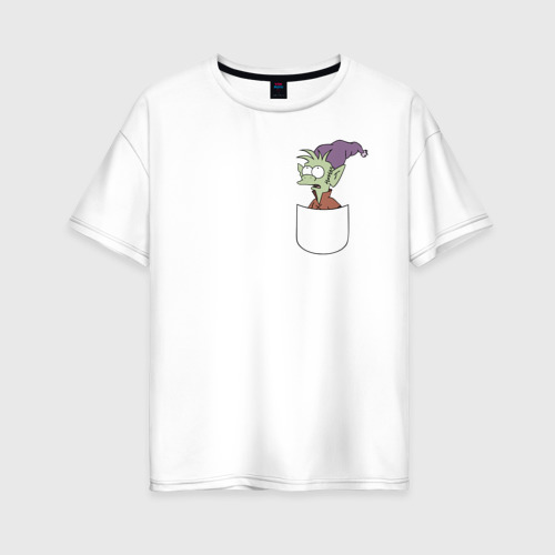 Женская футболка из хлопка оверсайз с принтом Elfo, вид спереди №1