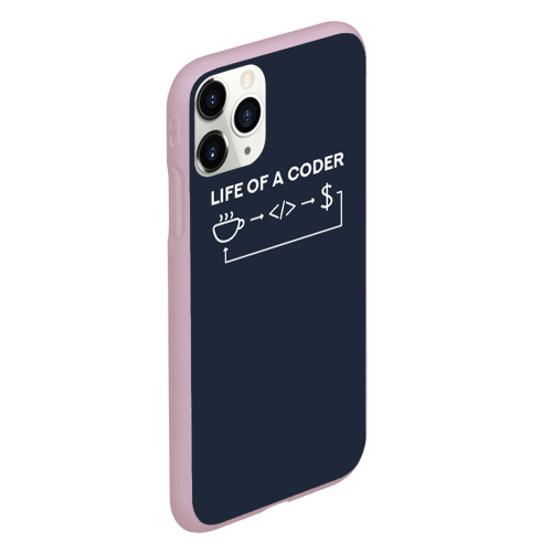 Чехол для iPhone 11 Pro матовый Life of a coder, цвет розовый - фото 3