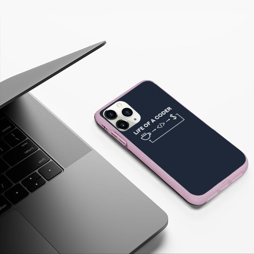 Чехол для iPhone 11 Pro матовый Life of a coder, цвет розовый - фото 5