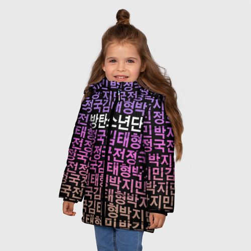 Зимняя куртка для девочек 3D BTS, цвет черный - фото 3