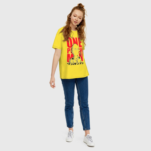 Женская футболка хлопок Oversize С одной плюхи!, цвет желтый - фото 5