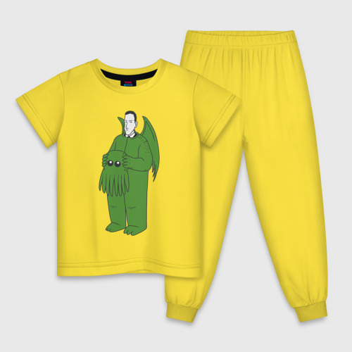 Детская пижама хлопок с принтом Лавкрафт, вид спереди #2