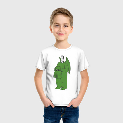 Детская футболка хлопок с принтом Лавкрафт, фото на моделе #1