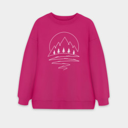 Женский свитшот oversize без начеса хлопок Горный лес