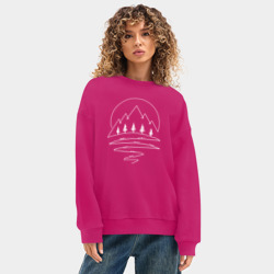 Женский свитшот oversize без начеса хлопок Горный лес - фото 2