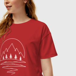 Женская футболка хлопок Oversize Горный лес - фото 2