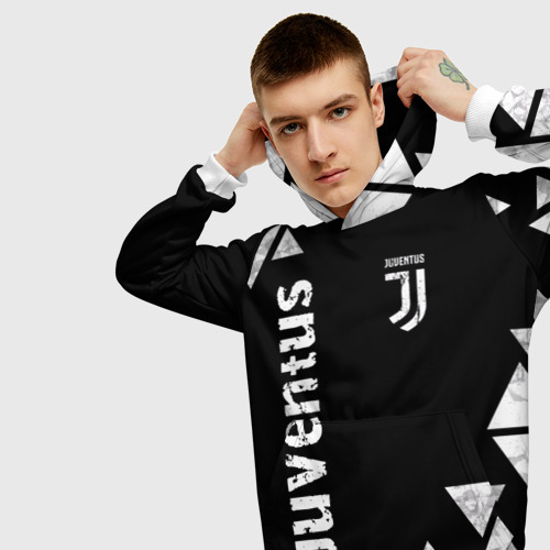 Мужская толстовка 3D Juventus Black and White, цвет белый - фото 5