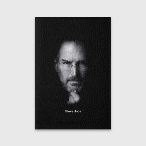 Обложка для паспорта матовая кожа Steve Jobs, цвет черный