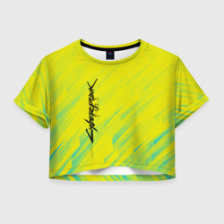 Женская футболка Crop-top 3D Cyberpunk 2077 yellow