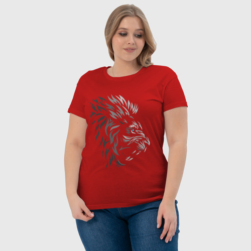 Женская футболка хлопок Лев, цвет красный - фото 6