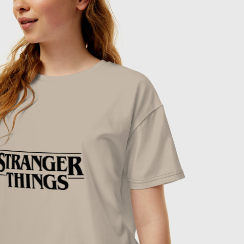 Женская футболка хлопок Oversize с принтом Stranger things Очень странные дела, фото на моделе #1