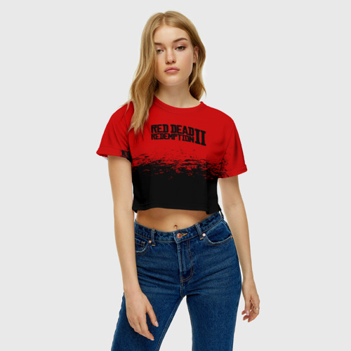 Женская футболка Crop-top 3D Red dead Redemption 2, цвет 3D печать - фото 3