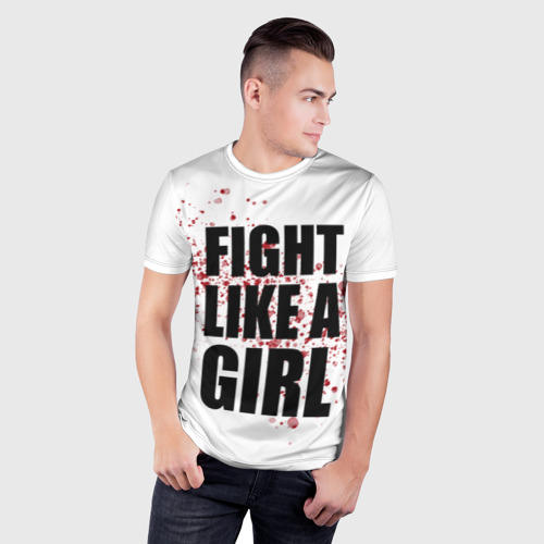 Мужская футболка 3D Slim Fight like a girl, цвет 3D печать - фото 3