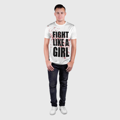 Мужская футболка 3D Slim Fight like a girl, цвет 3D печать - фото 4