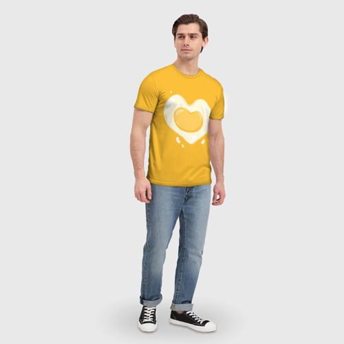 Мужская футболка 3D Яичница Сердечко, цвет 3D печать - фото 5