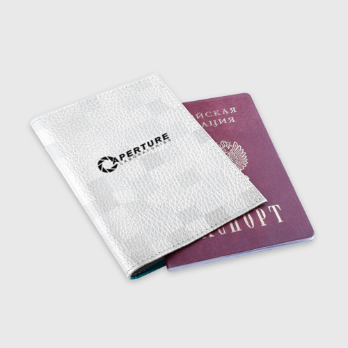 Обложка для паспорта матовая кожа Aperture Labs, цвет голубой - фото 3