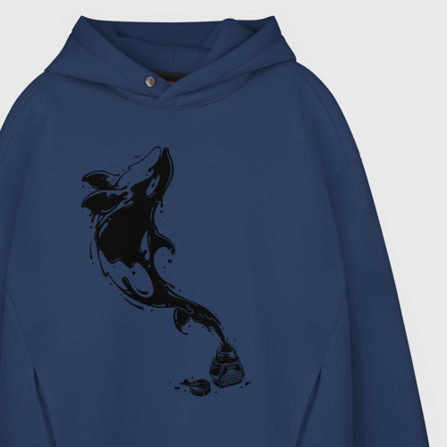 Мужское худи Oversize хлопок Чернильный дельфин, цвет темно-синий - фото 4