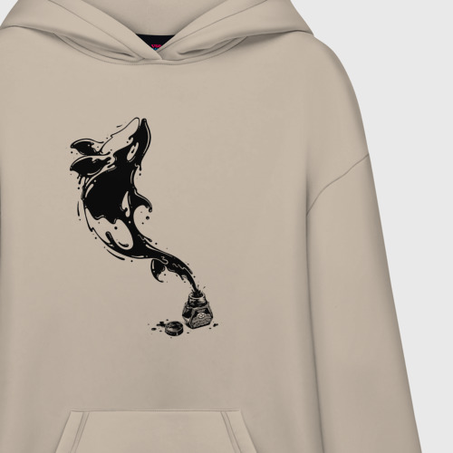 Худи SuperOversize хлопок Чернильный дельфин, цвет миндальный - фото 3